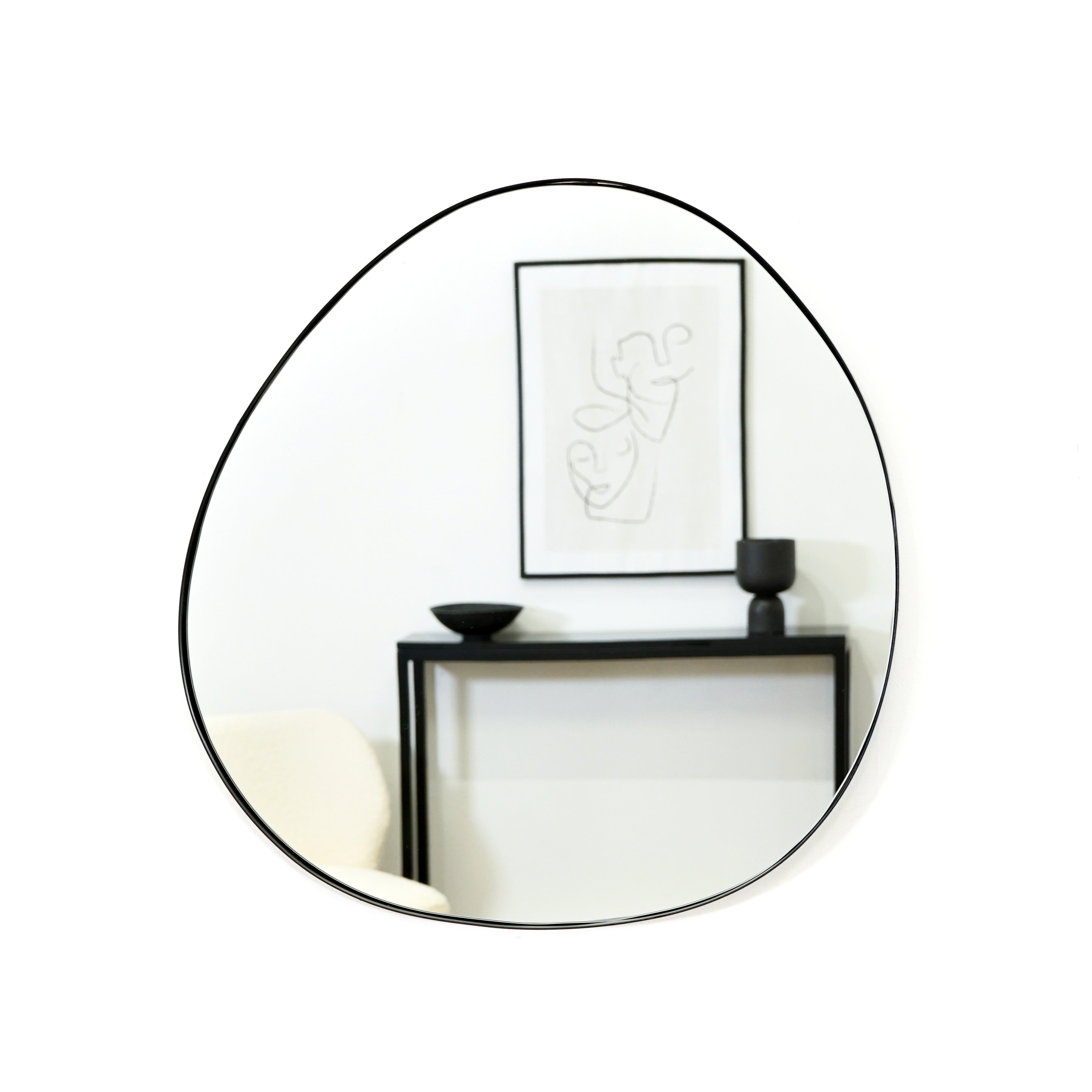 NEUWEABY Large Irregular Wall Mirror, Black Vanity UK