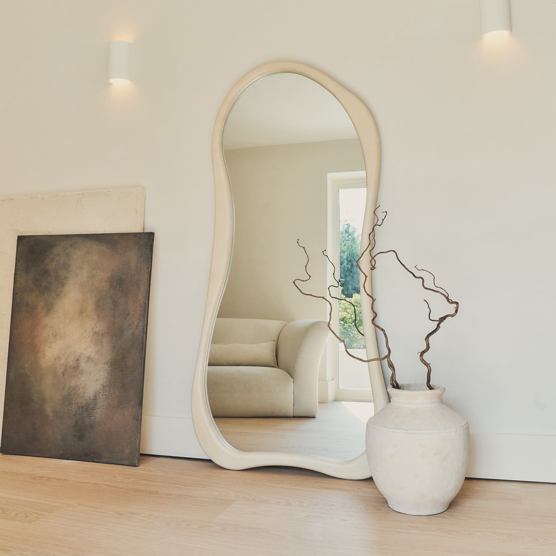 Arcurva - Large Full Length Concrete Irregular Mirror 172cm x 72cm