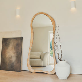 Arcurva - Large Full Length Light Wood Irregular Mirror 172cm x 72cm