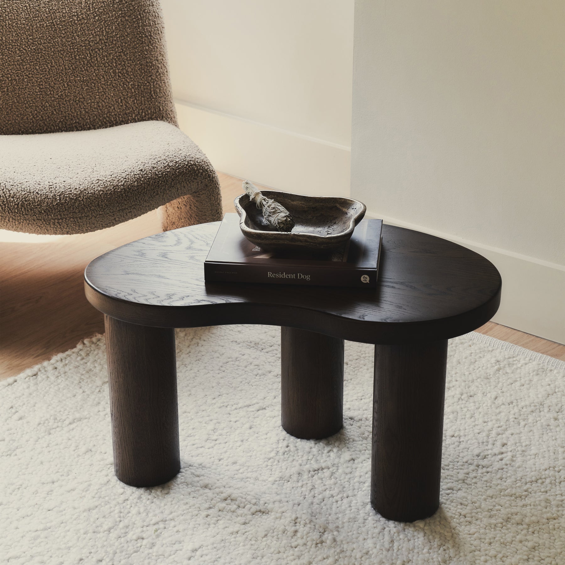 Luca - Solid Dark Wood Irregular Coffee Table 70cm x 44cm