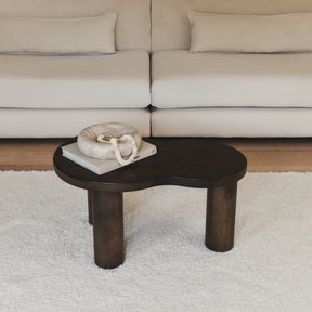 Luca - Solid Dark Wood Irregular Coffee Table 75cm x 53cm