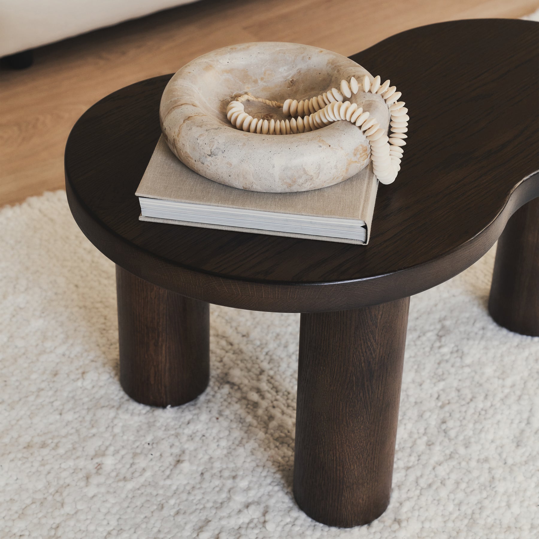 Luca - Solid Dark Wood Irregular Coffee Table 75cm x 53cm