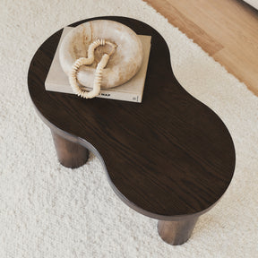 Luca - Solid Dark Wood Irregular Coffee Table 75cm x 53cm