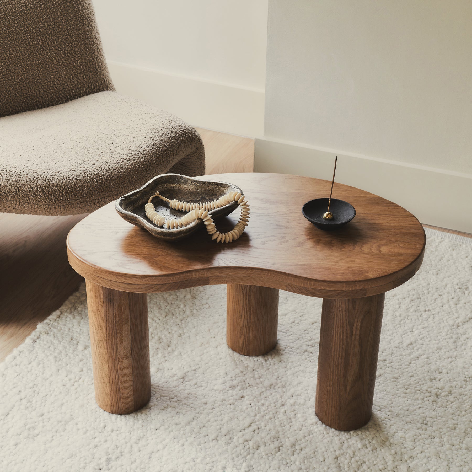 Luca - Solid Light Wood Irregular Coffee Table 70cm x 44cm