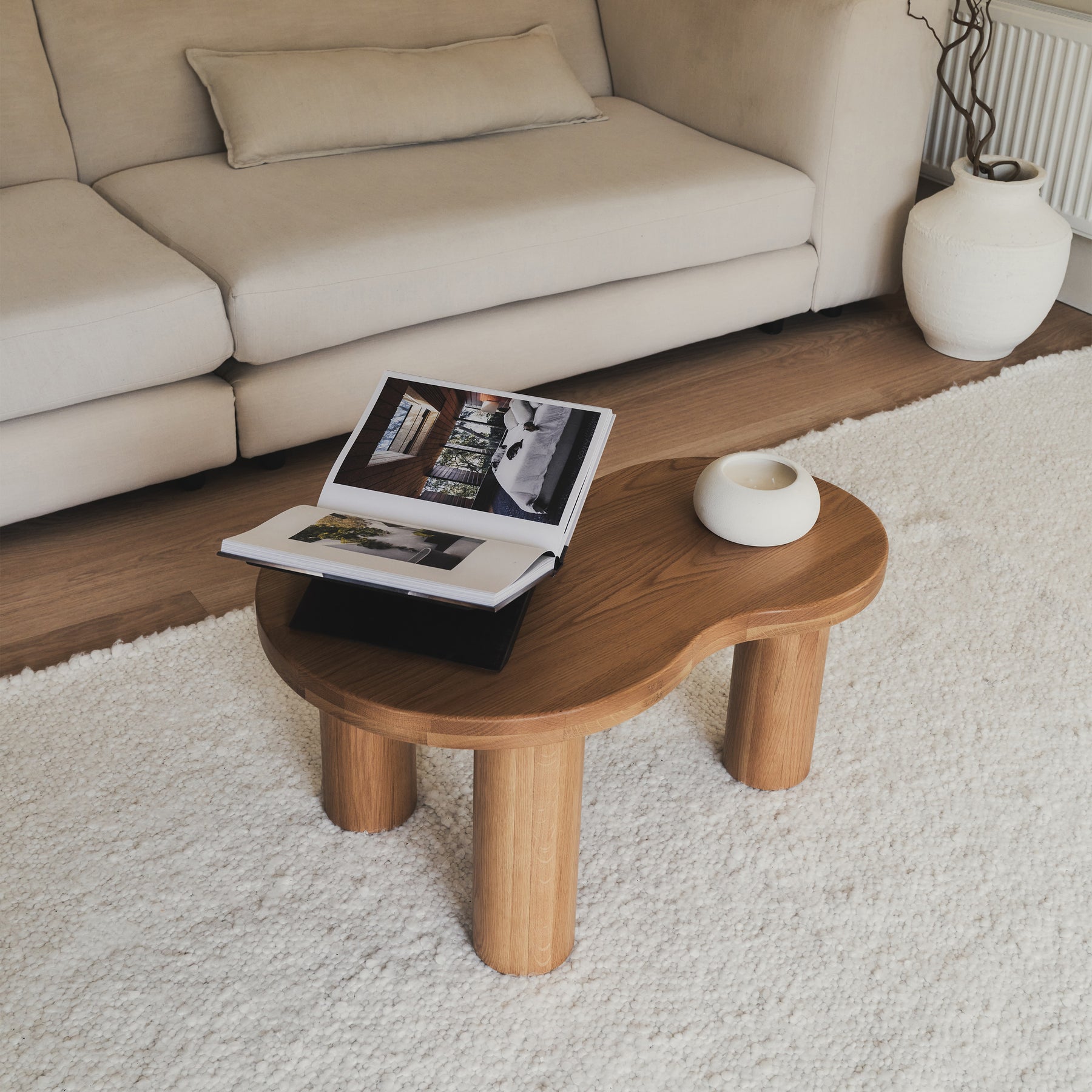 Luca - Solid Light Wood Irregular Coffee Table 75cm x 53cm