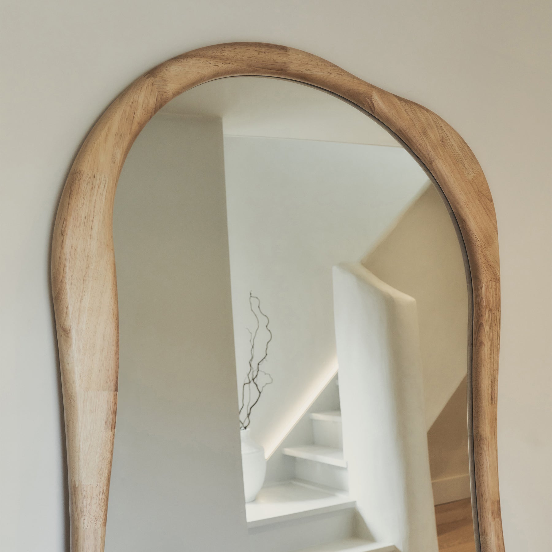 Arcurva - Extra Large Full Length Light Wood Irregular Mirror 190cm x 120cm