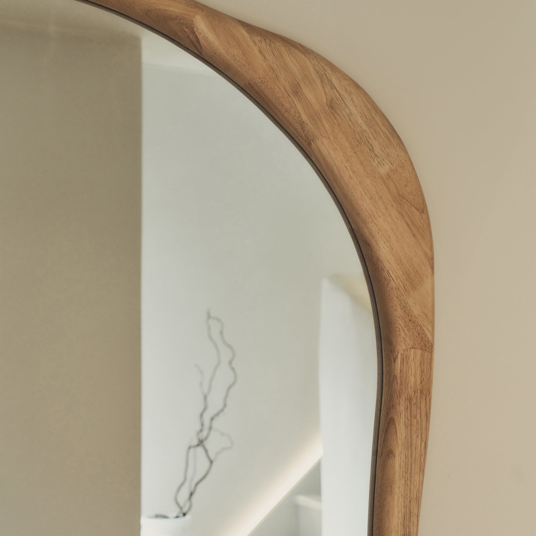 Arcurva - Extra Large Full Length Light Wood Irregular Mirror 190cm x 120cm