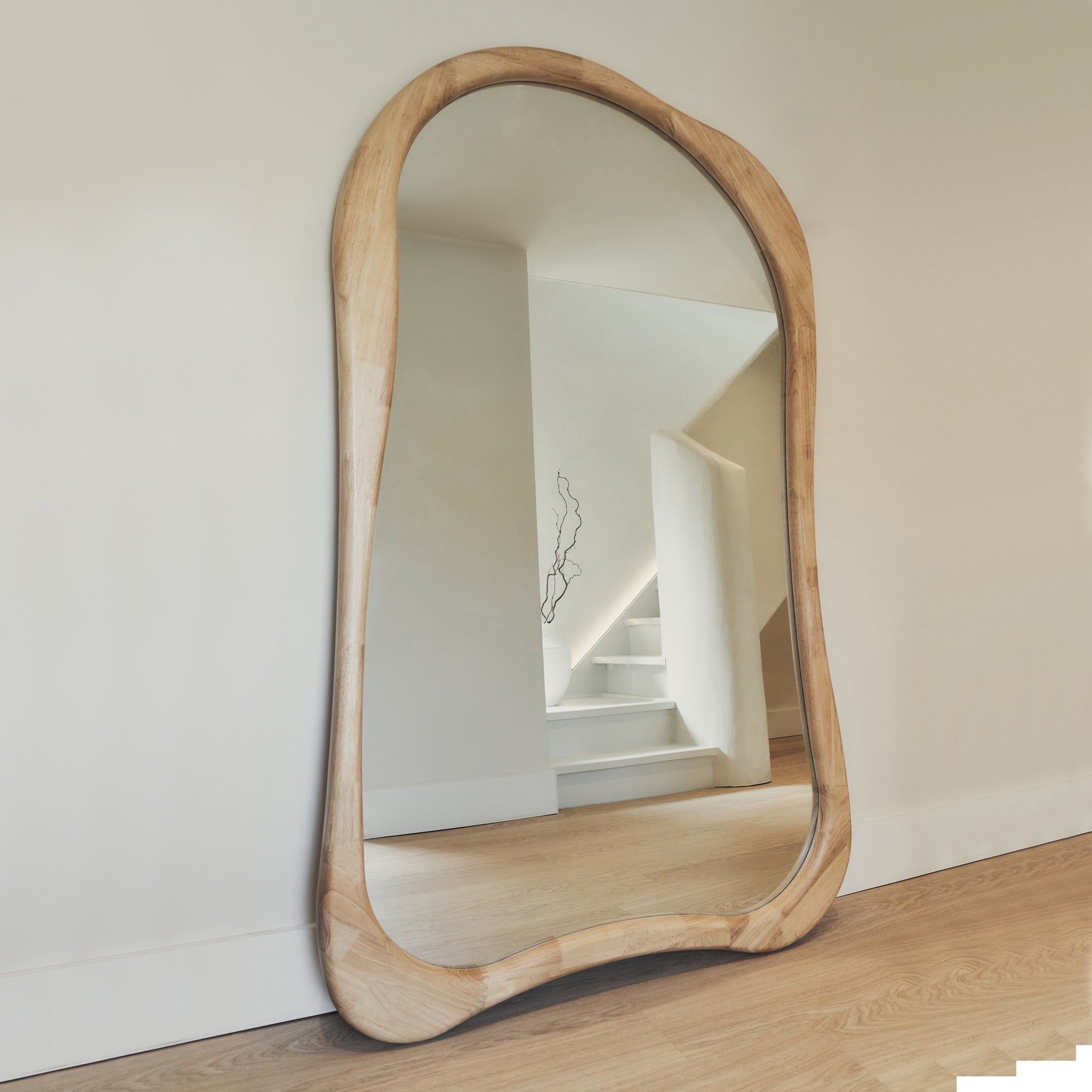 Arcurva - Extra Large Full Length Light Wood Irregular Mirror 190cm x 120cm