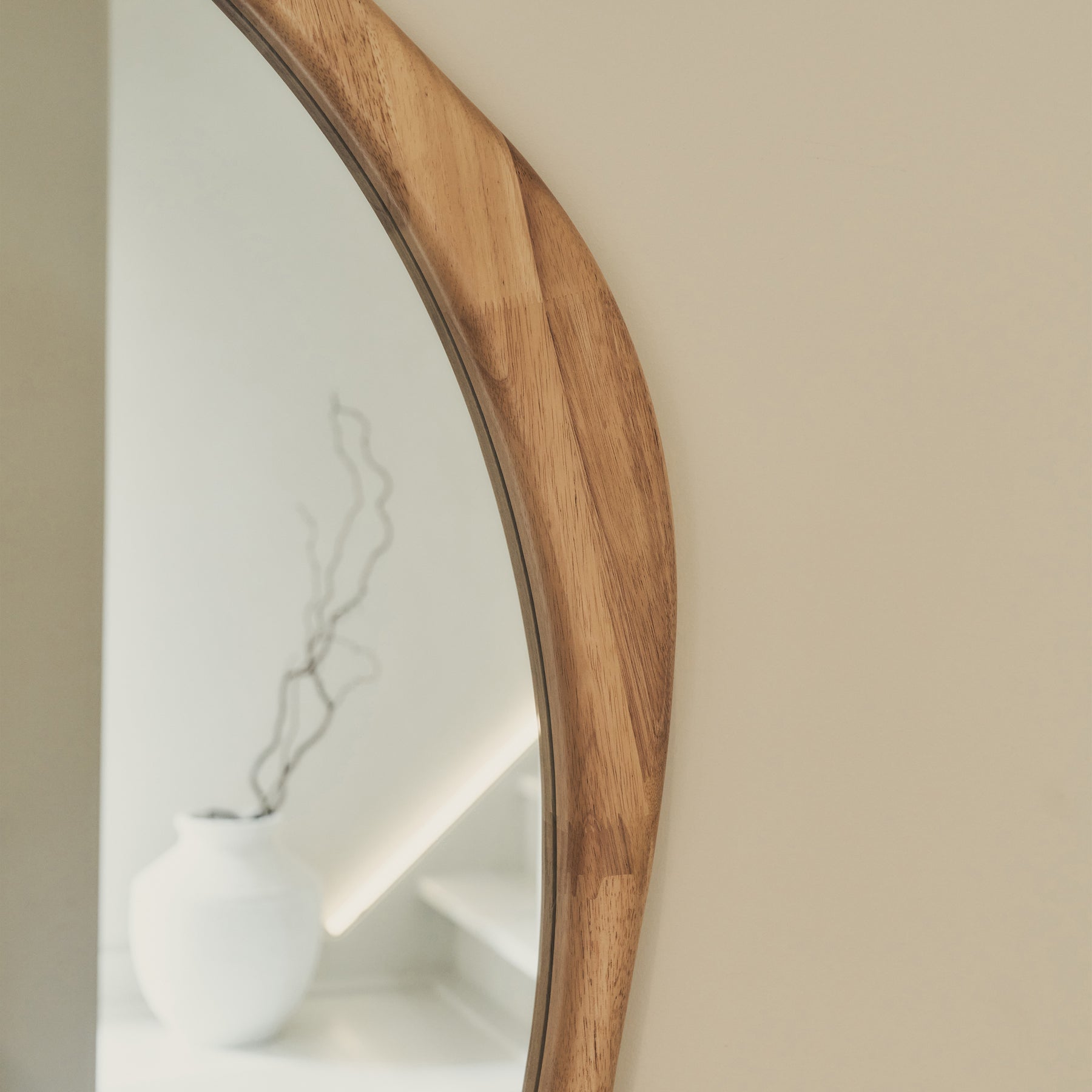 Arcurva - Large Full Length Light Wood Irregular Mirror 172cm x 72cm