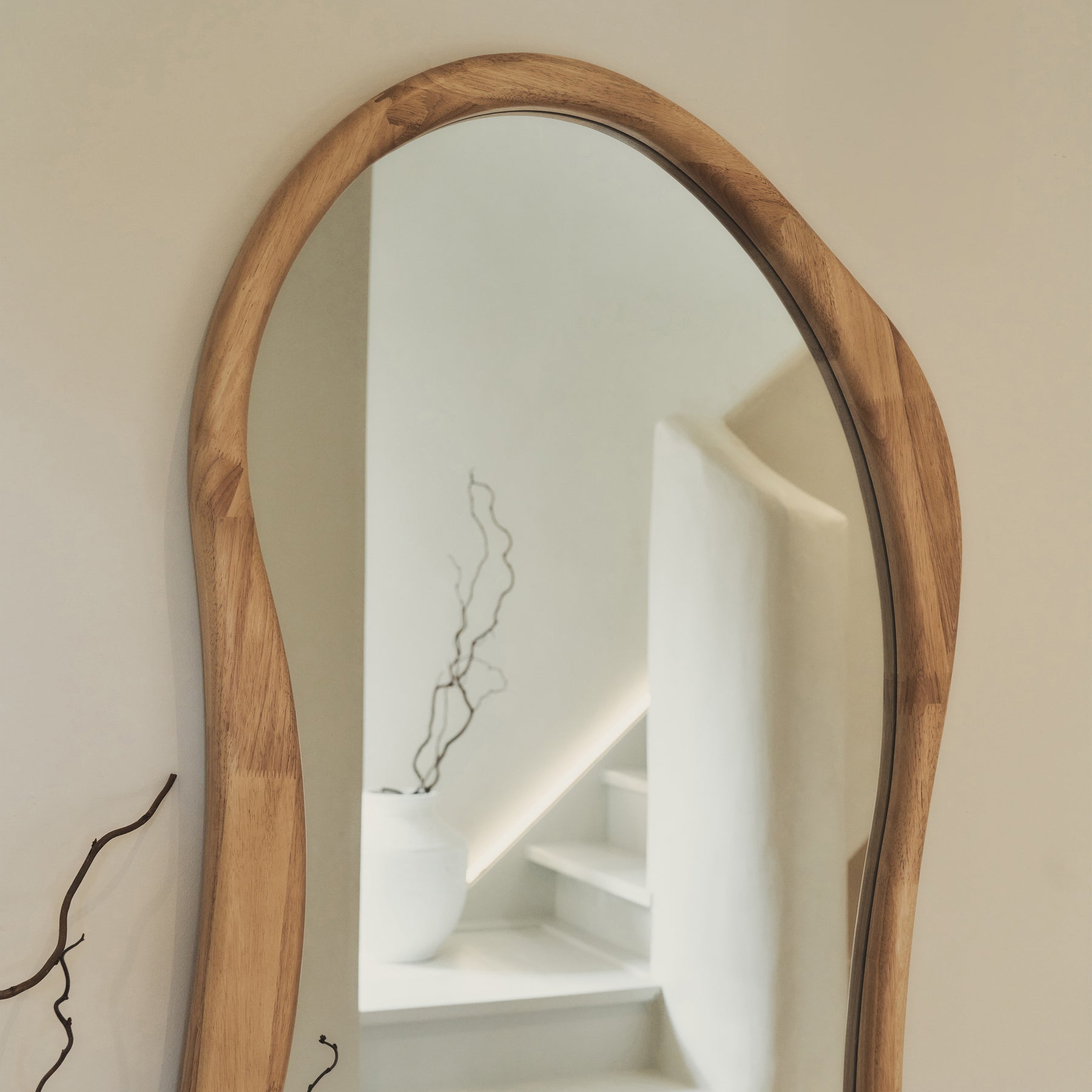 Arcurva - Large Full Length Light Wood Irregular Mirror 172cm x 72cm