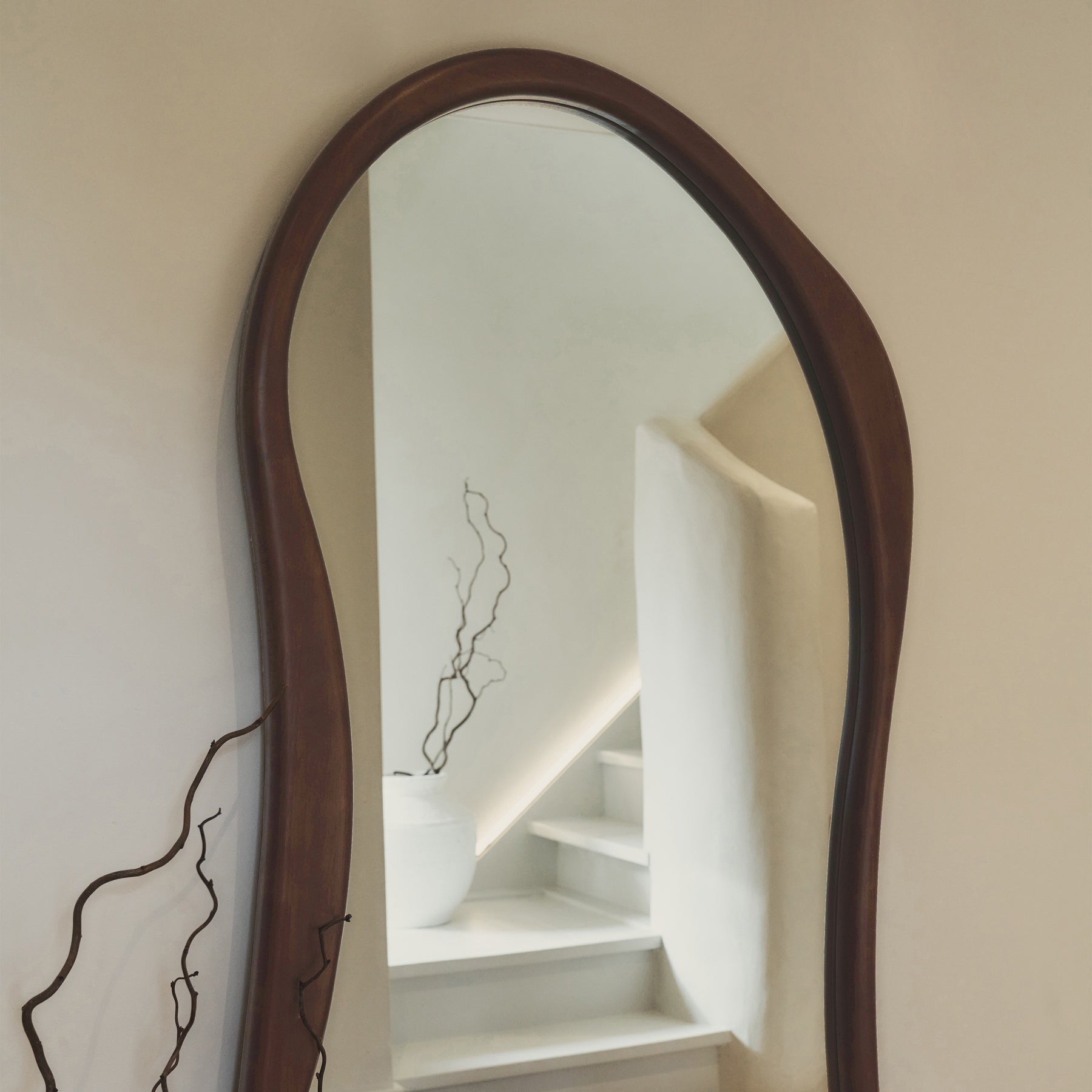 Arcurva - Large Full Length Dark Wood Irregular Mirror 172cm x 72cm