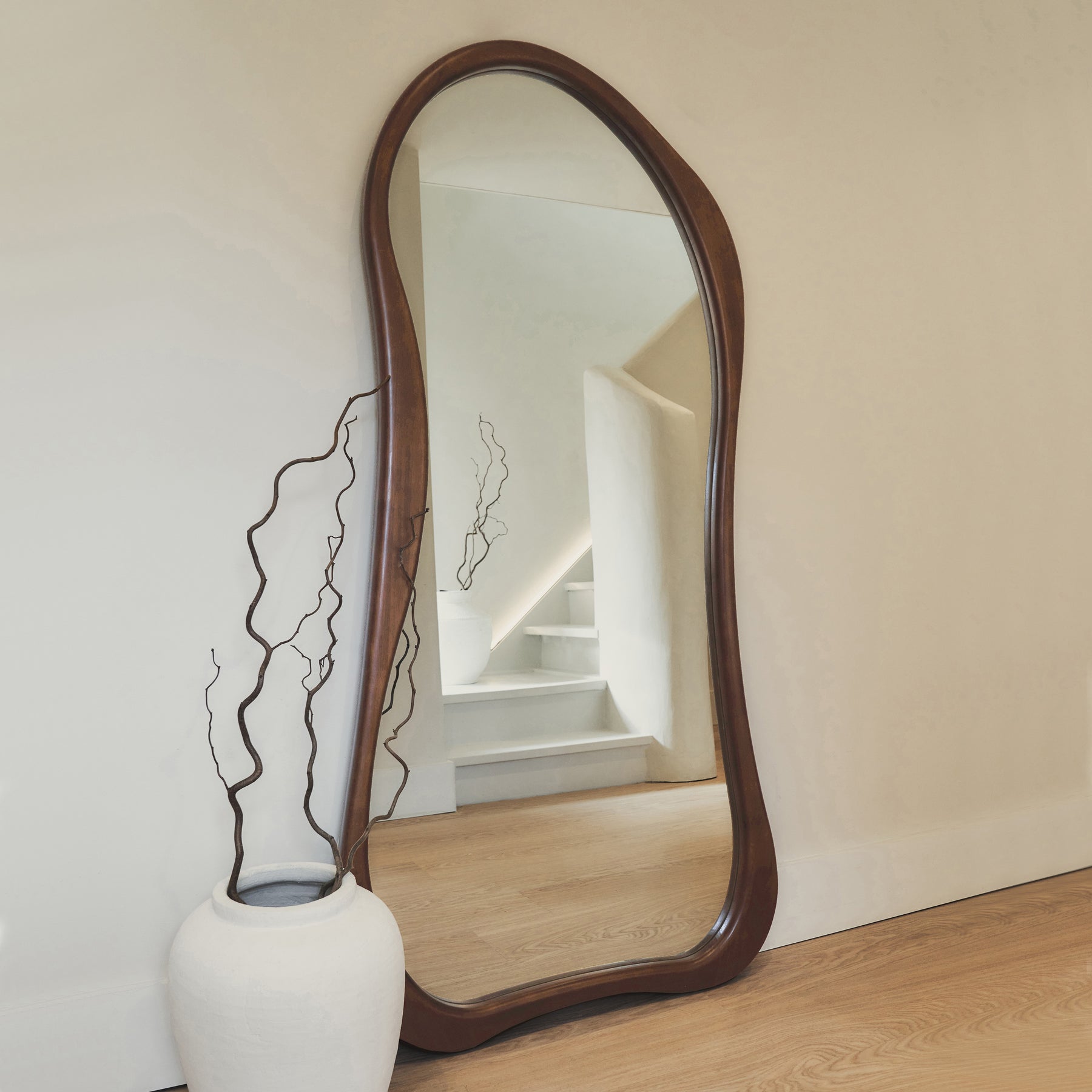 Arcurva - Large Full Length Dark Wood Irregular Mirror 172cm x 72cm