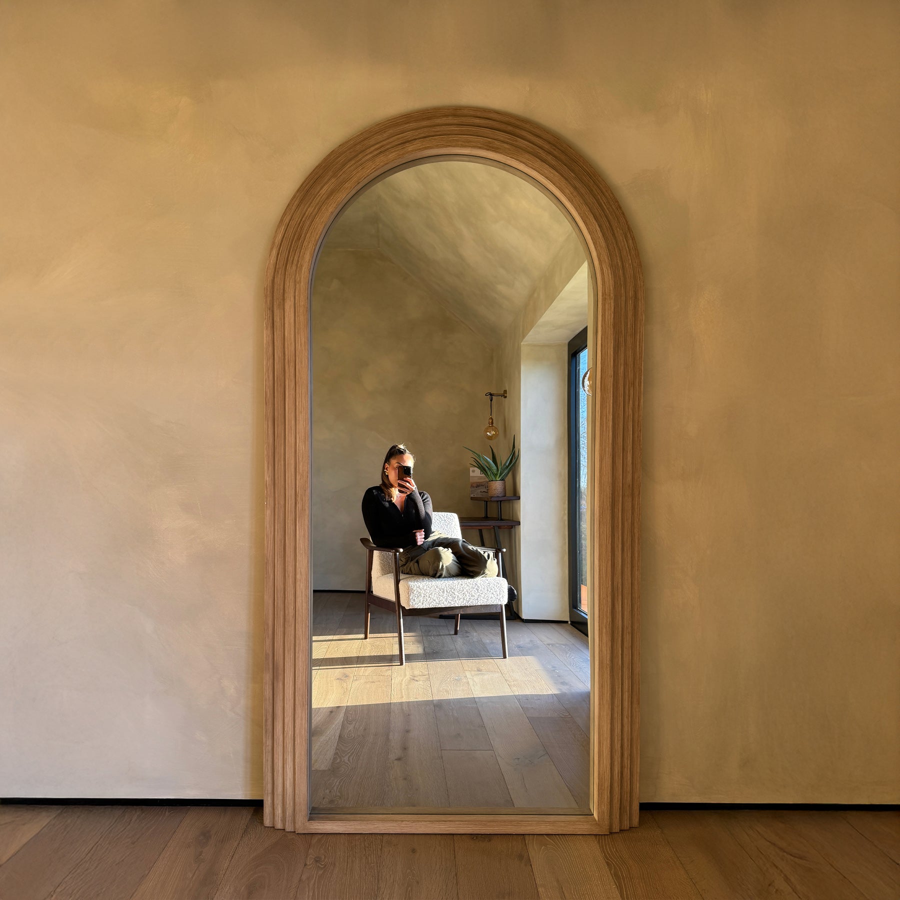 Luciana - Full Length Arched Washed Wood Mirror 200cm x 104cm