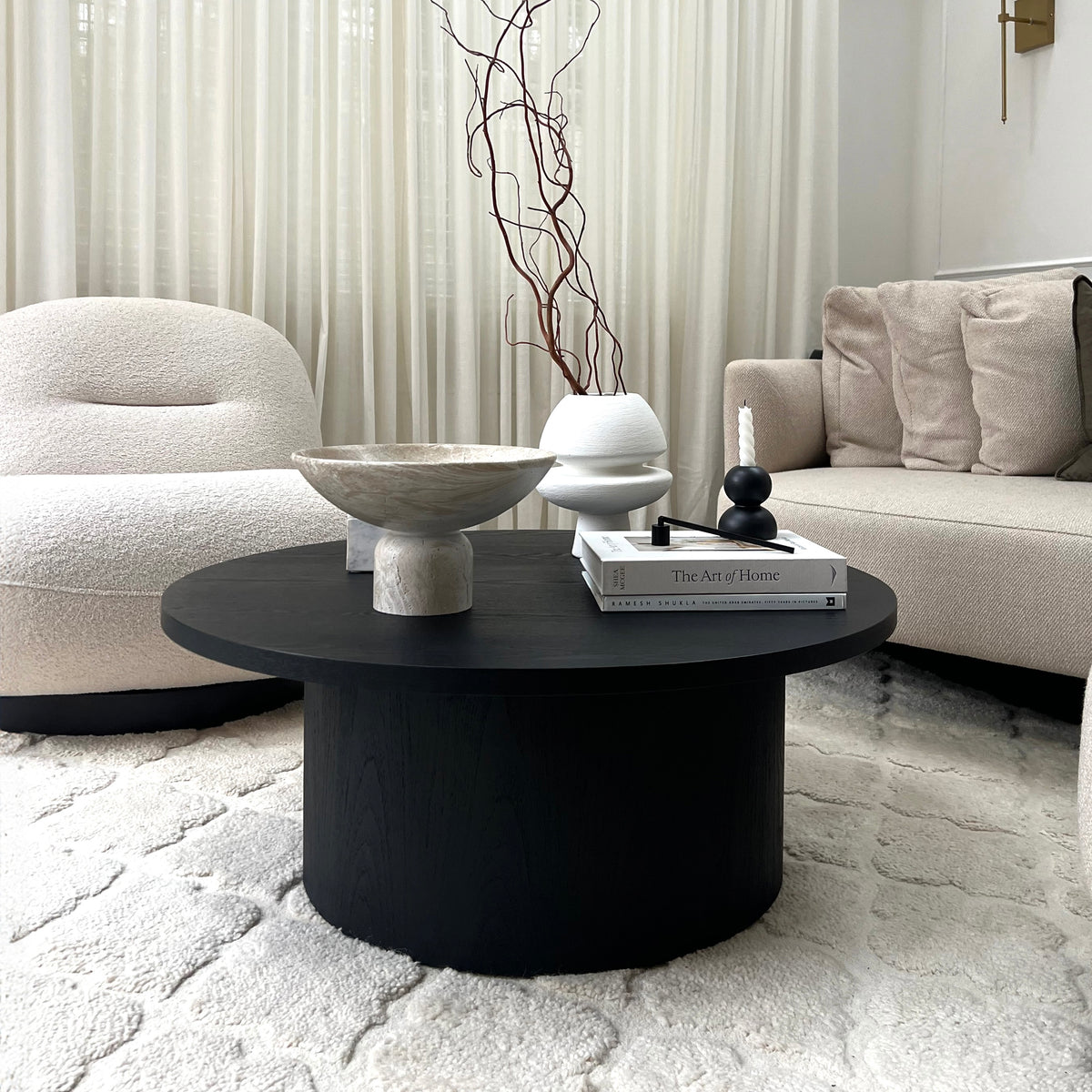 Madison - Large Black Wooden Round Coffee Table