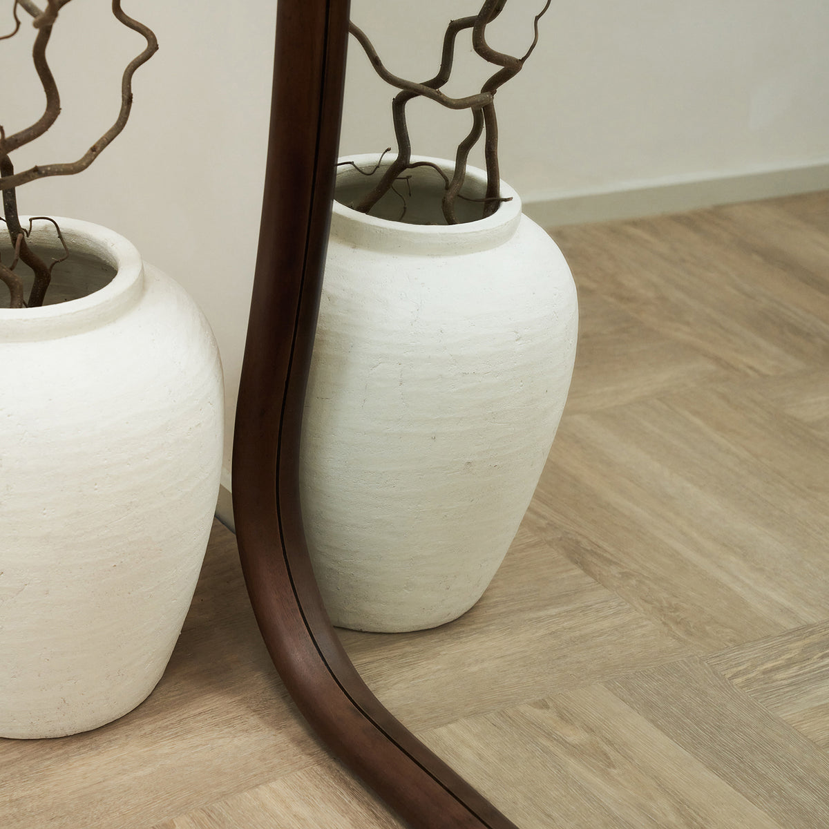 Detail shot of Extra Large Full Length Natural Organic Irregular Wooden Mirror corner