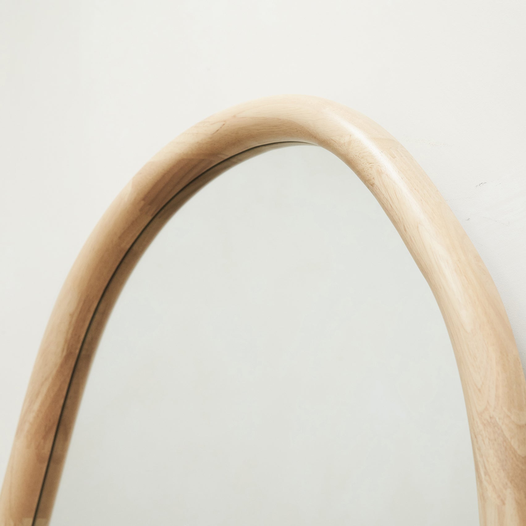 Detail shot of Natural Organic Irregular Wooden Wall Mirror irregular curves