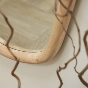 Detail shot of Natural Organic Irregular Wooden Wall Mirror organic curves