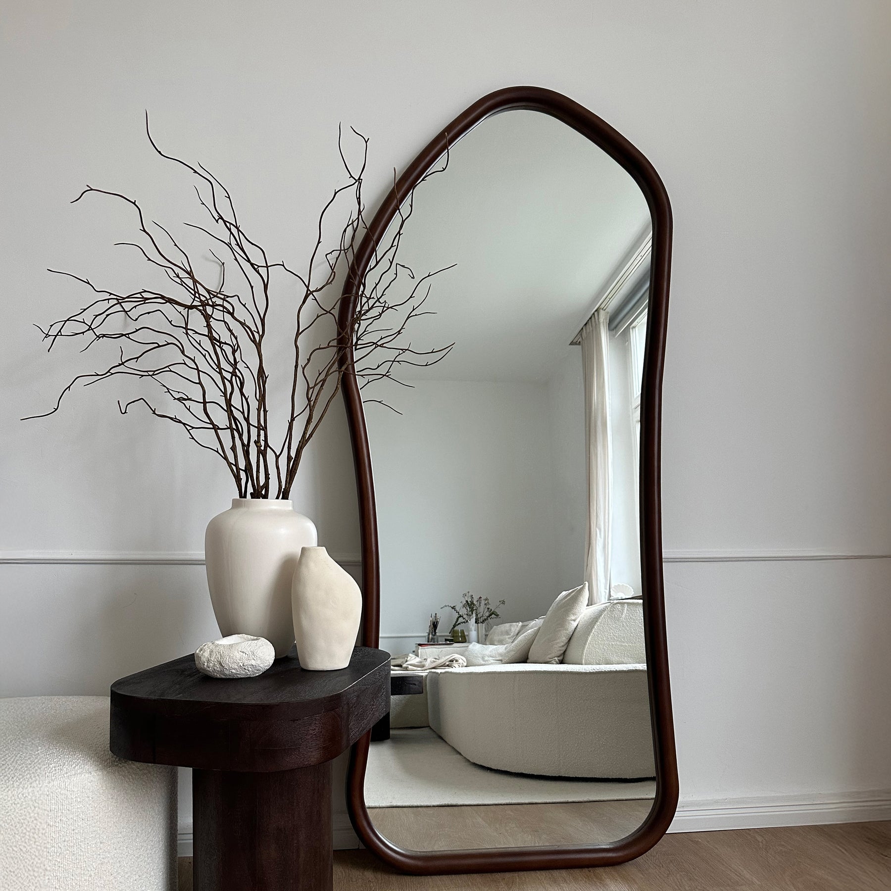 Aaliyah - Full Length Dark Wood Irregular Mirror 180cm x 80cm