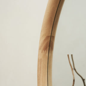 Closeup of Full Length Natural Organic Irregular Wooden Mirror irregular curves