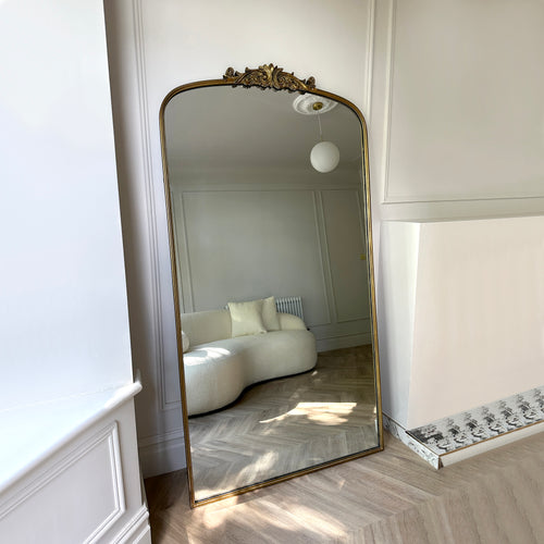 Full Length Gold Arched Metal Mirror 180cm x 100cm - Amelia