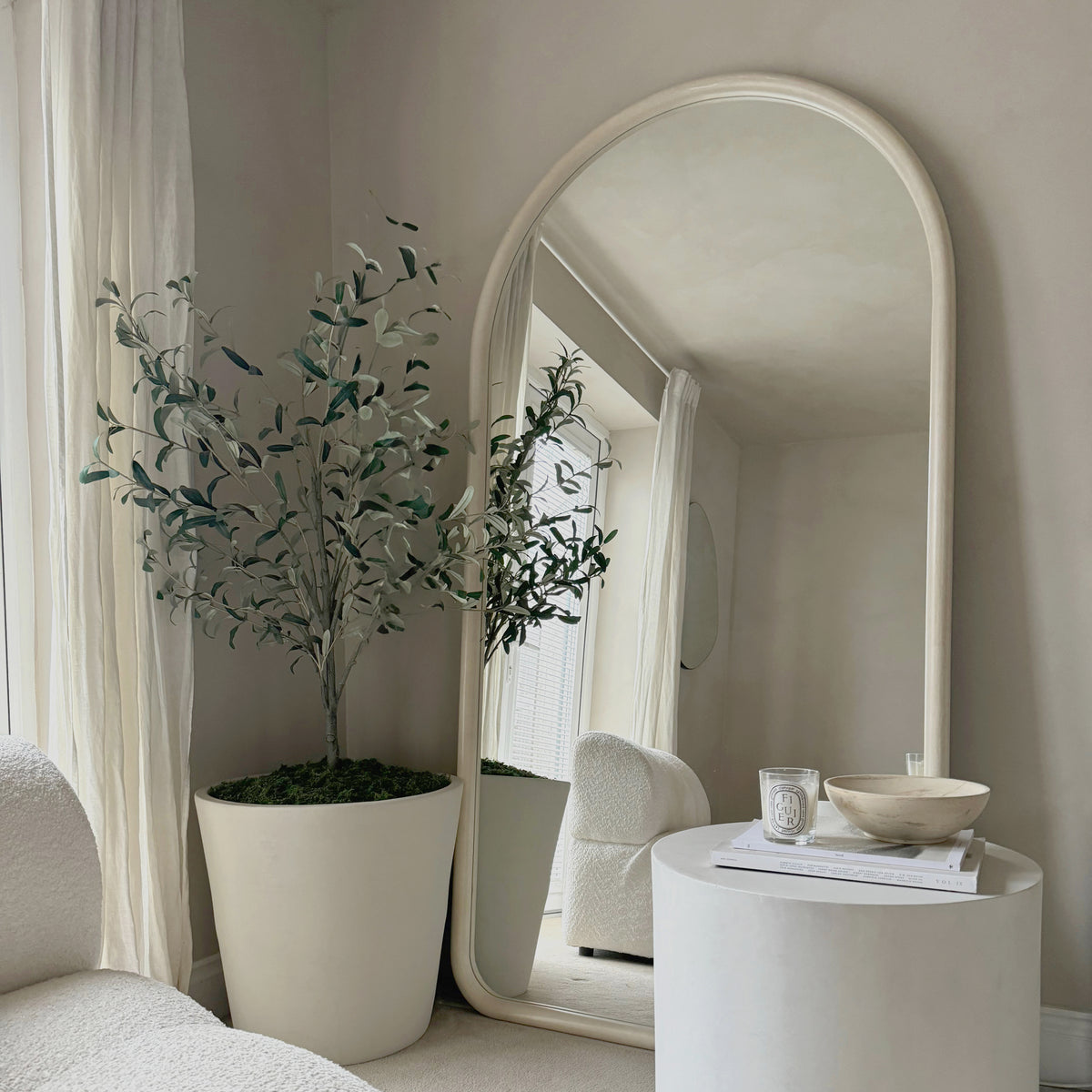 Amora - Extra Large Full Length Arched Concrete Mirror 190cm x 100cm