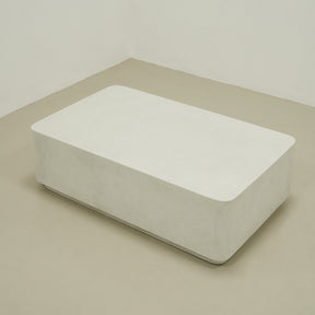 Minimal Concrete Rectangular Coffee Table Large in muted room, with no accessories