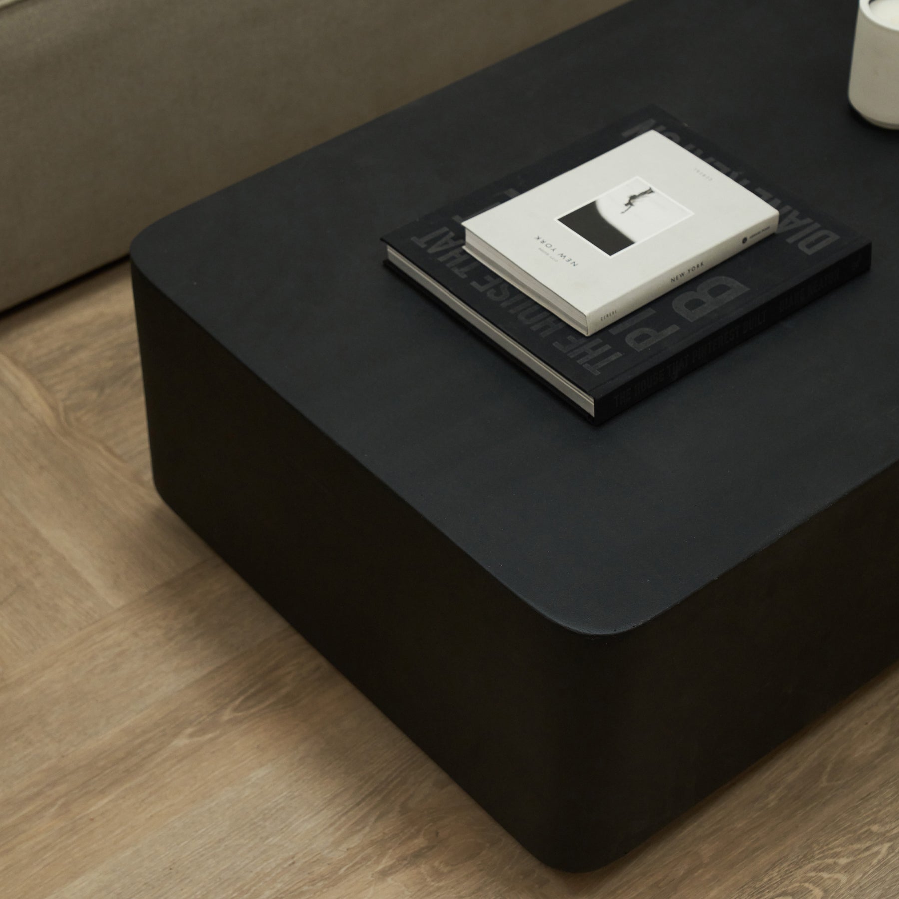 Alternate shot of Minimal Onyx Rectangular Coffee Table Large corner