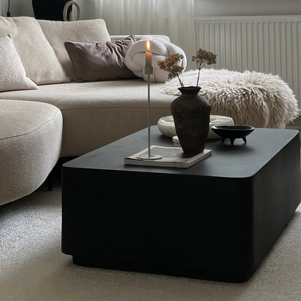 Alternate shot of Minimal Onyx Rectangular Coffee Table Large in a typical setting