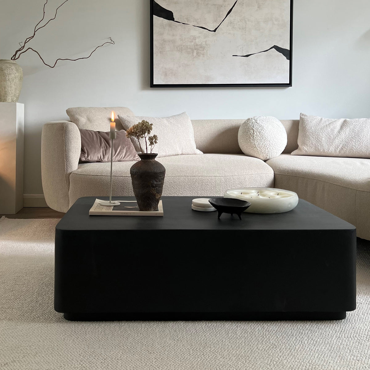 Minimal Onyx Rectangular Coffee Table Large in living room