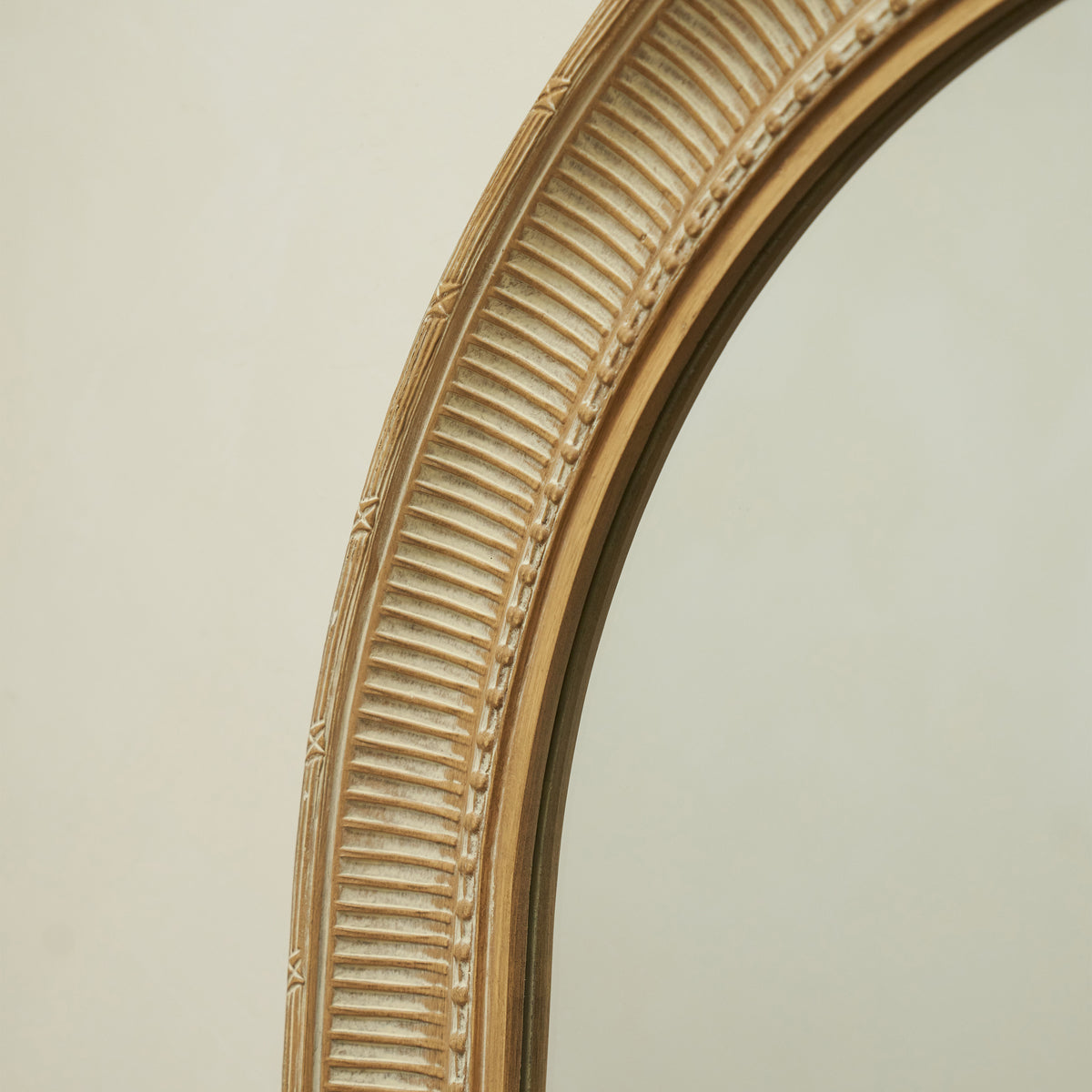 Antoine - Large White Washed Wood Arched Mirror 110cm x 80cm