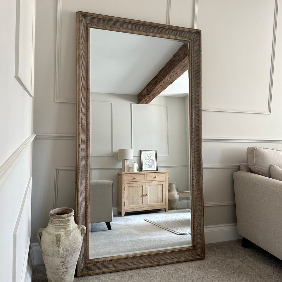 Full Length Washed Wood Extra Large Mirror 185cm x 100cm- Antoine