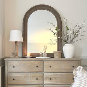 Antoine - Large Washed Wood Arched Mirror 110cm x 80cm