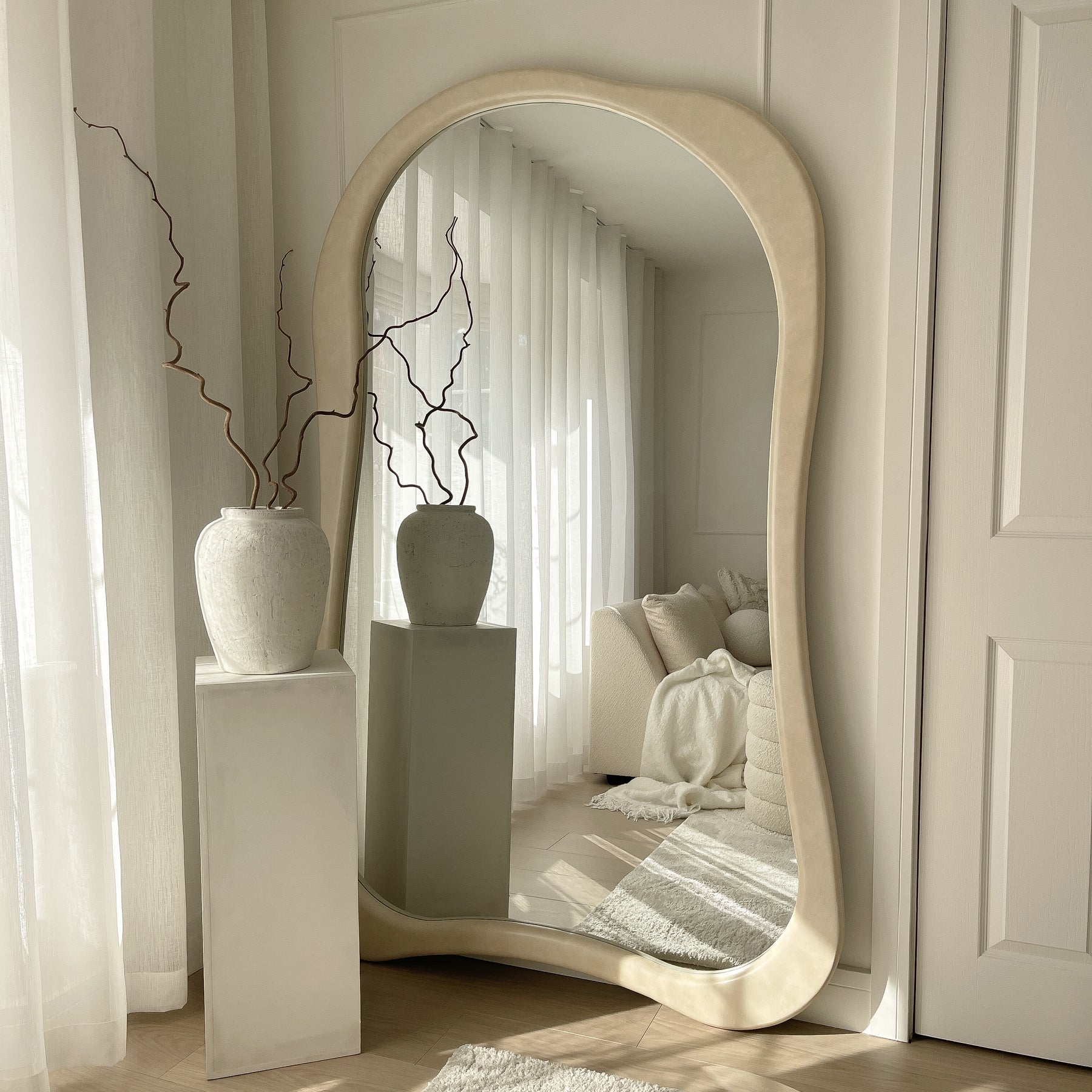 Arcurva - Extra Large Full Length Concrete Irregular Mirror 190cm x 120cm