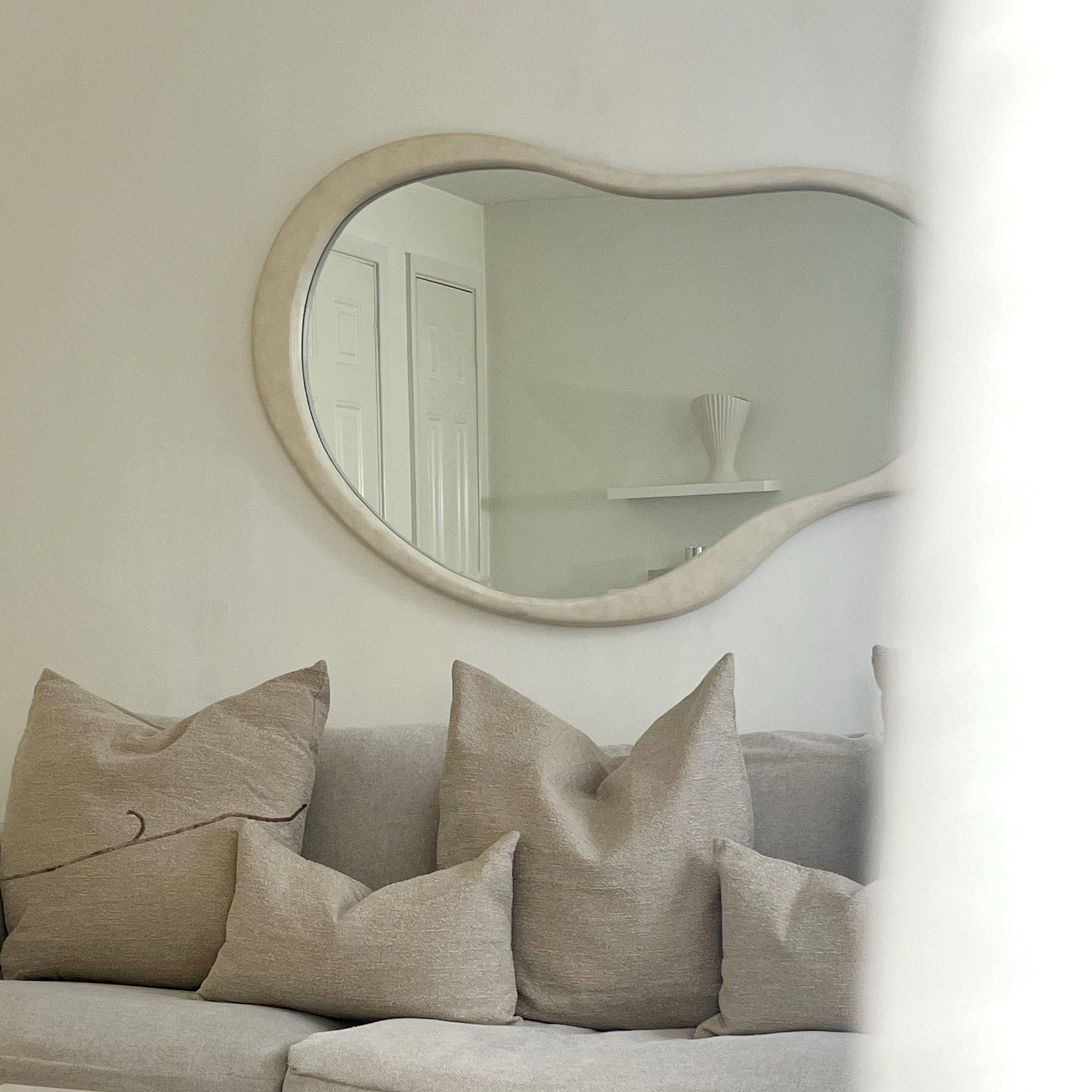 Arcurva - Large Overmantle Concrete Irregular Mirror 130cm x 80cm