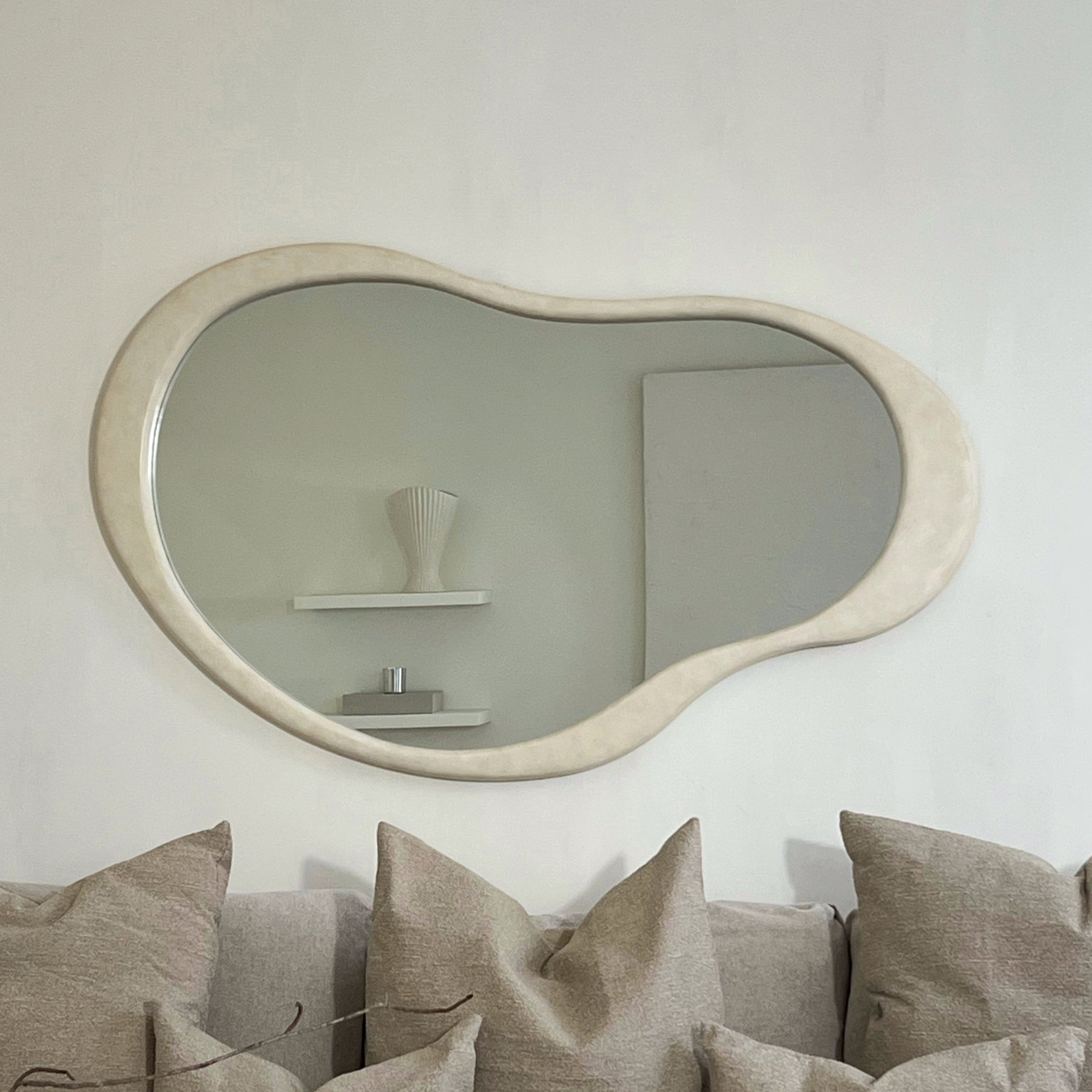 Arcurva - Large Overmantle Concrete Irregular Mirror 130cm x 80cm