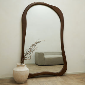 Arcurva - Extra Large Full Length Dark Wood Irregular Mirror 190cm x 120cm