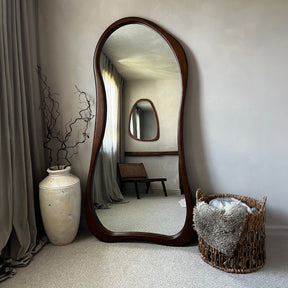 Arcurva - Large Full Length Dark Wood Irregular Mirror 172cm x 72cm