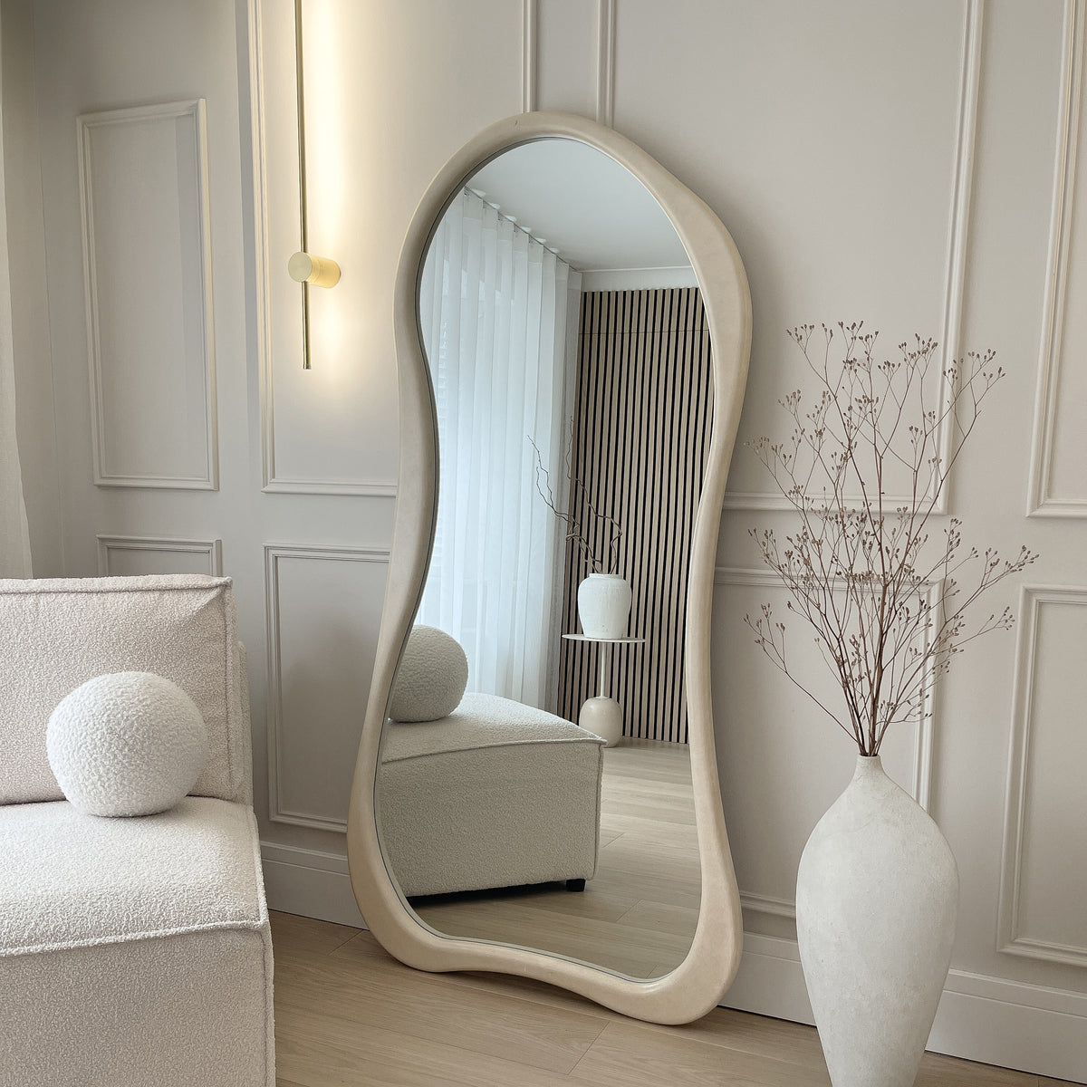 Arcurva - Large Full Length Concrete Irregular Mirror 172cm x 72cm