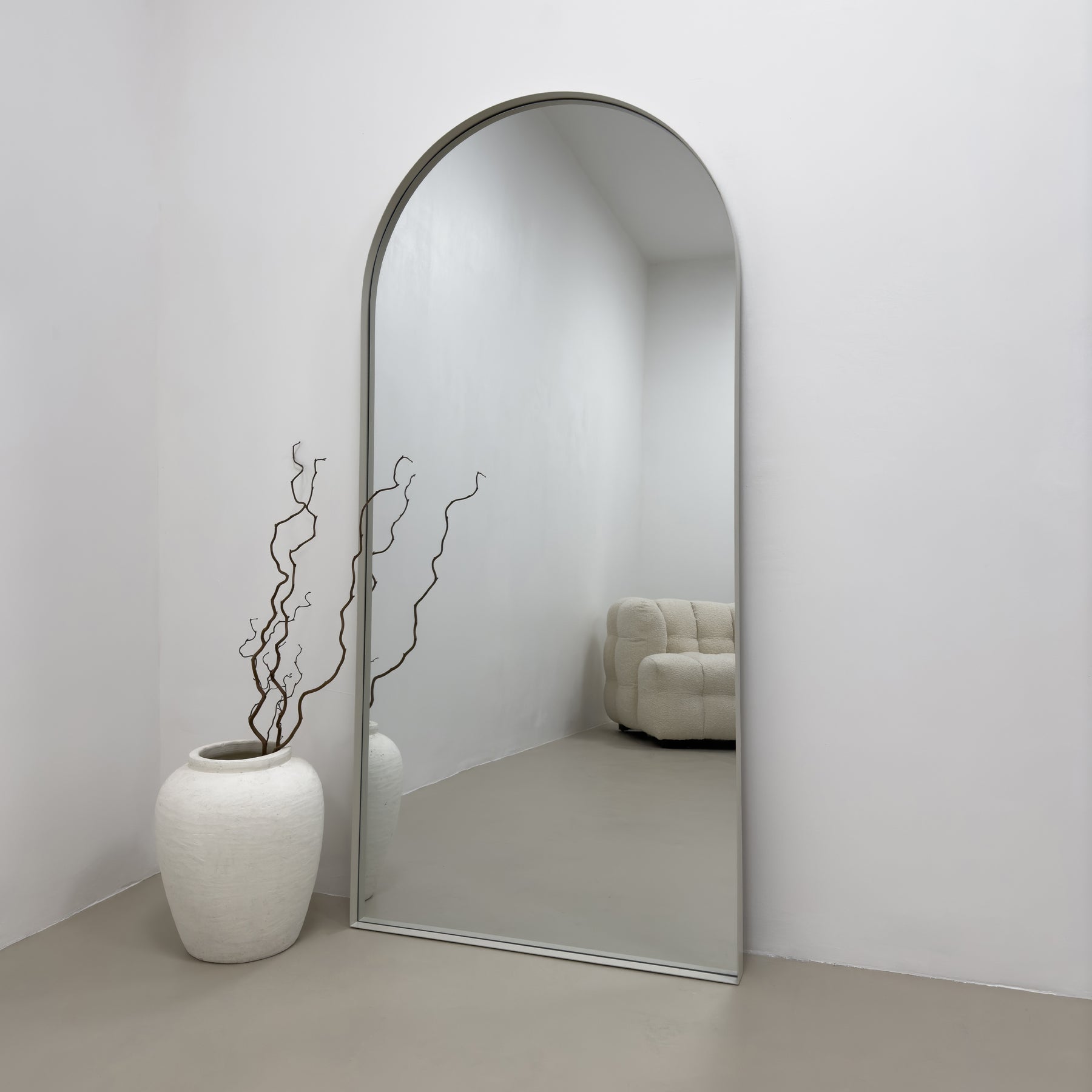 Arcus - Full Length Arched Ecru Large Metal Mirror 170cm x 80cm