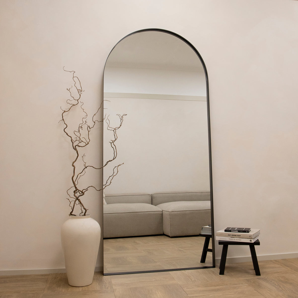 Full Length Arched Black Extra Large Metal Mirror 200cm x 90cm - Arcus