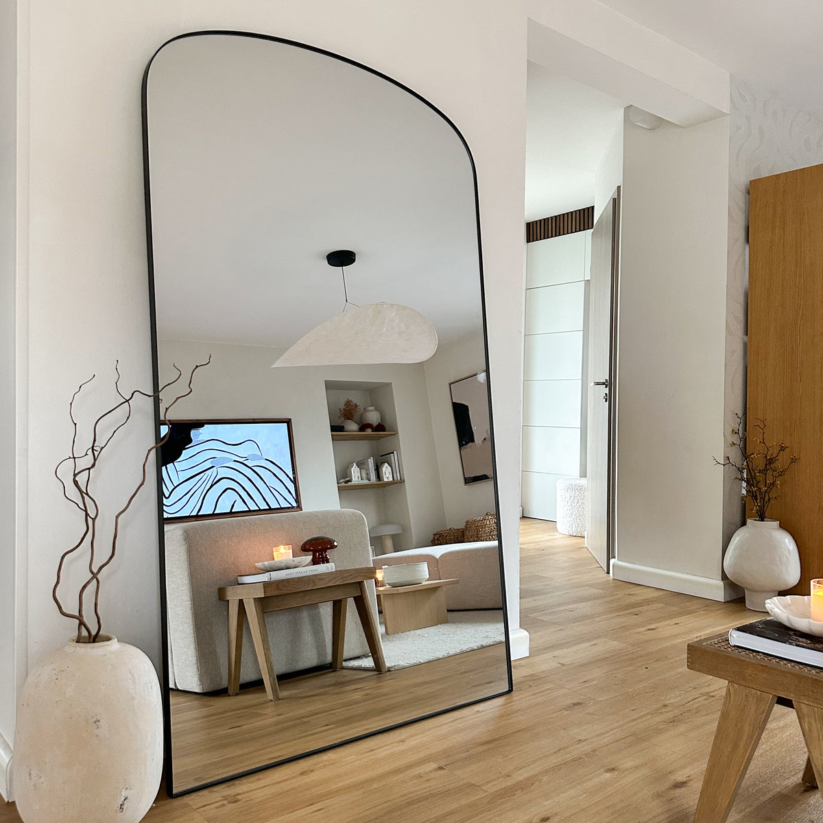 Aria - Full Length Black Extra Large Metal Mirror 190cm x 110cm