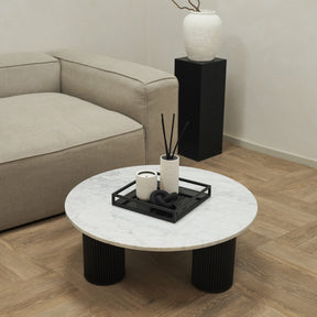 Marble Round Large Coffee Table with decorations