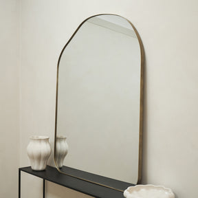 Astrid - Large Irregular Arched Gold Metal Wall Mirror 120cm x 90cm