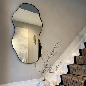 Ava - Black Pond Shaped Irregular Mirror 125cm x 65cm