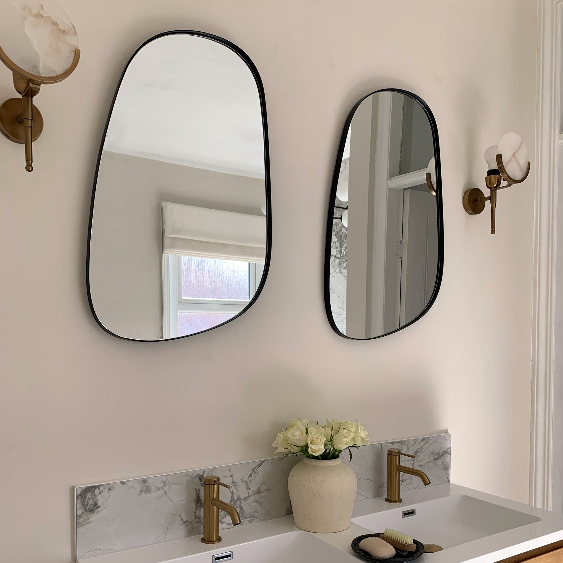 Ava - Black Stone Shaped Irregular Mirror 75cm x 45cm