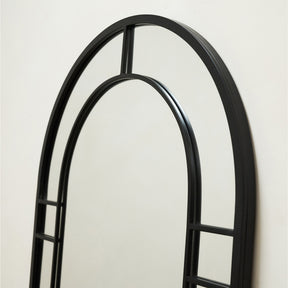 Top half of Black Industrial Full Length Arched Metal Mirror