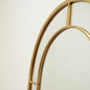 Detail shot of Gold Industrial Full Length Arched Metal Mirror arch