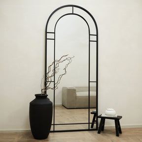 Bexley - Black Full Length Arched Metal Mirror 190cm x 80cm