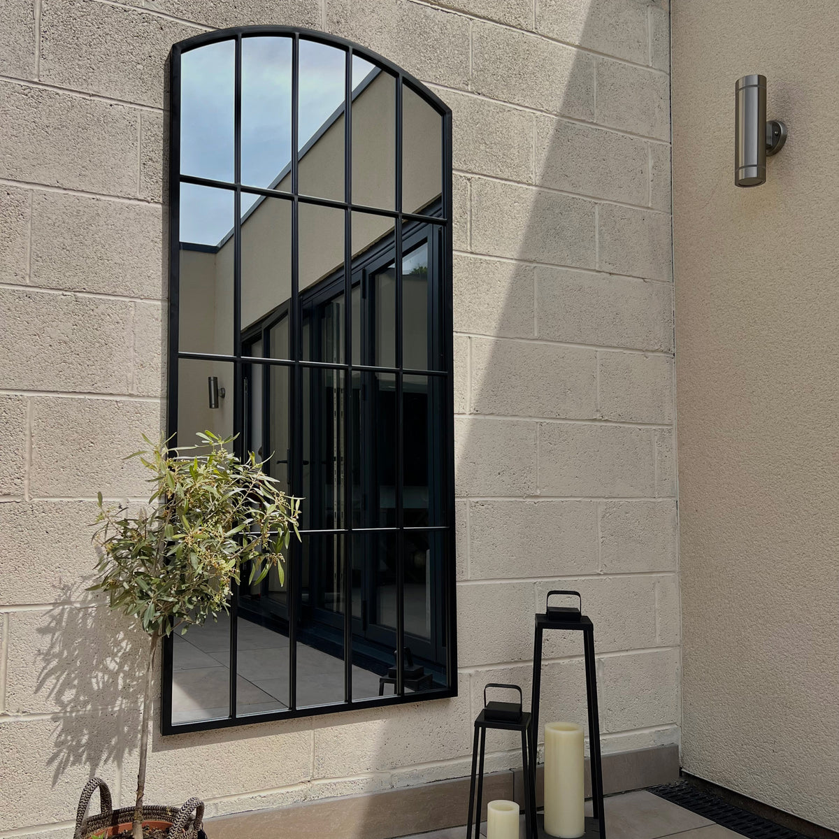 Bridgewater - Miroir long de fenêtre en métal noir 170 cm x 75 cm