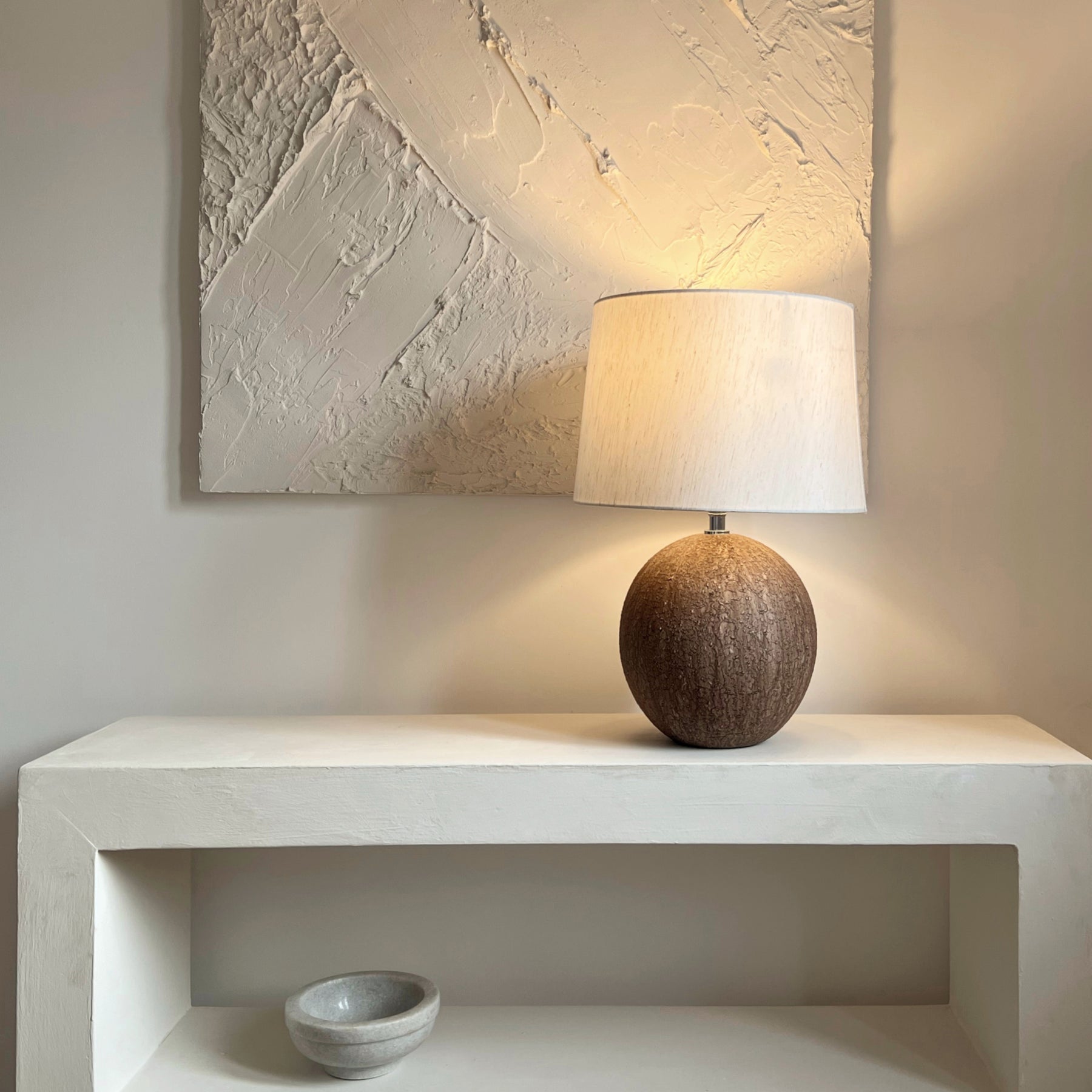 Corsica - Brown Ceramic Drum Shade Table Lamp